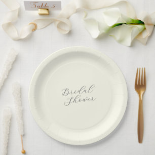 Ivory Color Simple Bridal Shower Paper Plate