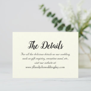 Ivory Color Simple Style Wedding Details Enclosure Card
