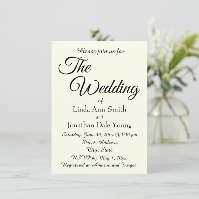 Ivory Color Simple Style Wedding Invitation (Standing Front)