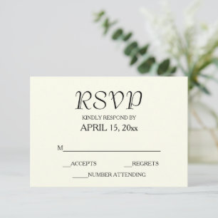 Ivory Color Simple Style Wedding RSVP Card