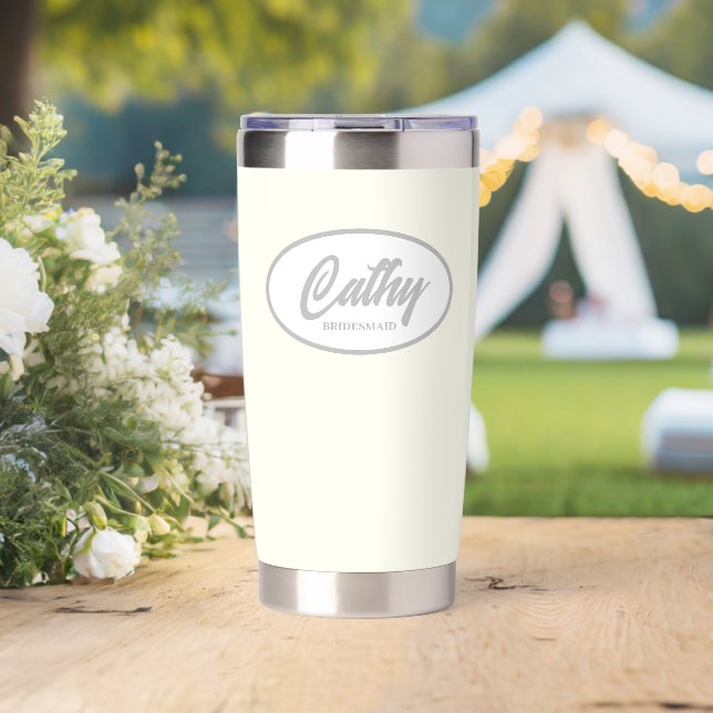 Ivory Color Stylized Name Wedding Bridesmaid Insulated Tumbler (Wedding (Rotated))