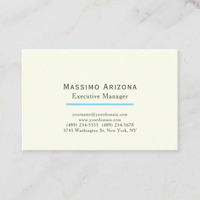 Ivory Colour Plain Modern Minimalist  Business Card (Front)