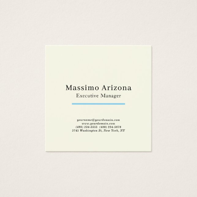 Ivory Colour Plain Modern Minimalist Profile Card (Front)