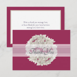 Ivory Coloured Chic Orchid Wreath Modern Thank You Card