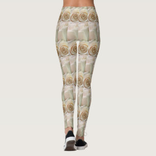 Ivory coloured rose leggings