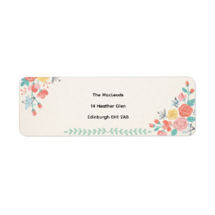Ivory Colourful Floral Butterfly Return Address La