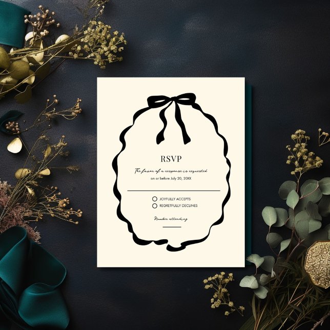 Ivory Coquette Bow Wedding RSVP Card (Ivory Coquette Bow Wedding RSVP )