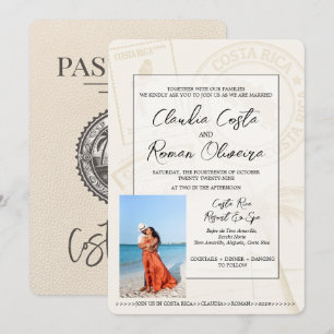 Ivory Costa Rica Passport Wedding Invitation
