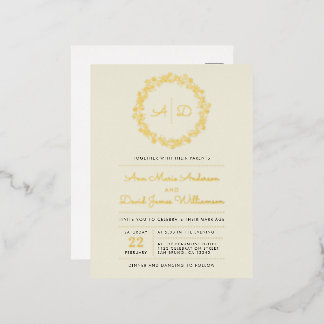 Ivory | Country Floral Wreath Wedding Foil Invitation Postcard
