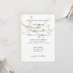 Ivory Cream Bird Tree Branches Floral Wedding Invitation