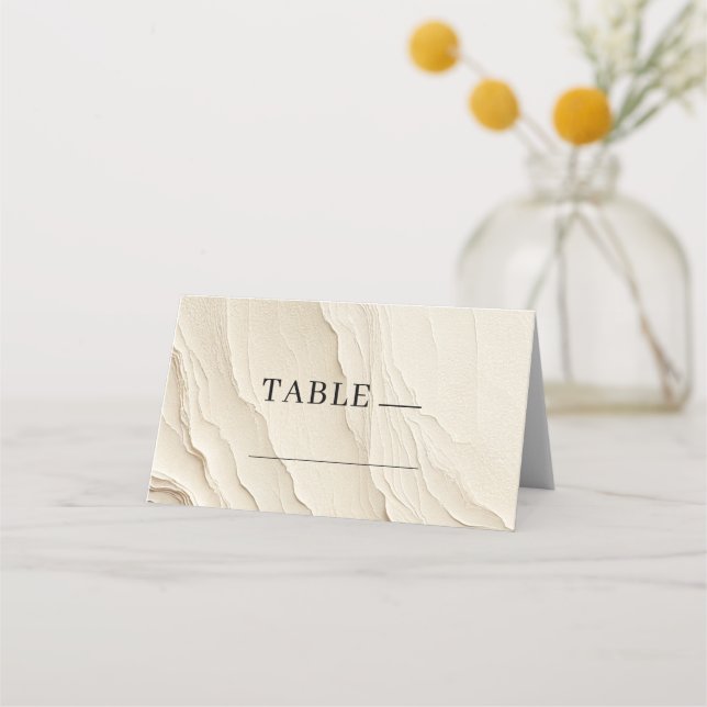  Ivory Cream Bohemian Textured Table  Place Card (Front)