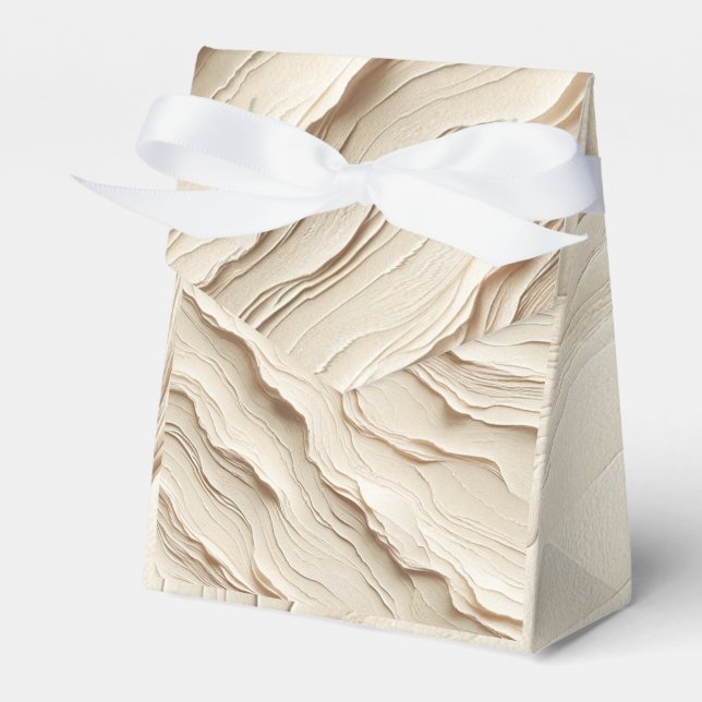 Ivory Cream Bohemian Textured Wedding Favour Box (Front Side)