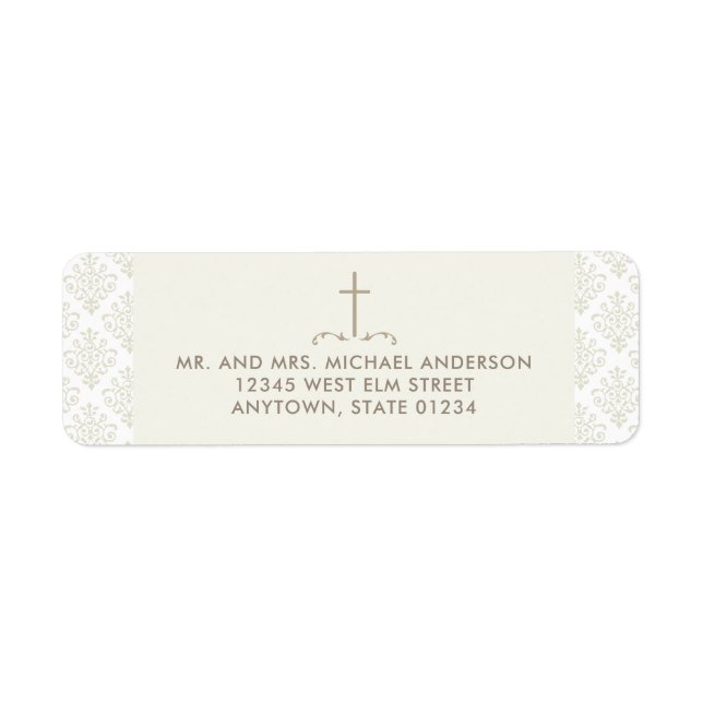 Ivory Cream Cross with Damask Pattern (Front)