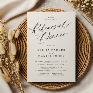 Ivory cream elegant wedding rehearsal dinner invitation