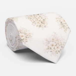 Ivory Cream Floral Bouquet Tie