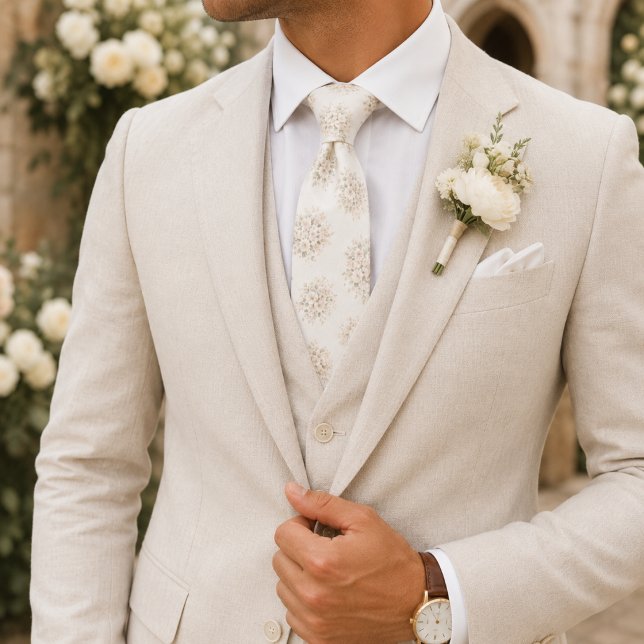 Ivory Cream Floral Bouquet Tie (Creator Uploaded)