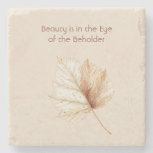 Ivory Cream Gold Leaf Beauty Stone Coaster