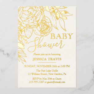 Ivory Cream & Gold Modern Floral Baby Shower