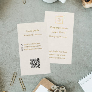 Ivory cream gold modern minimialst premium logo business card
