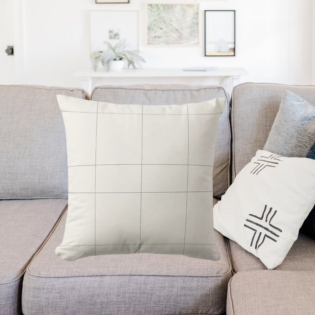 Ivory cream gray neutrals checked modern cushion (Creator Uploaded)