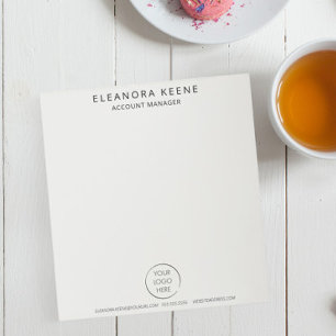 Ivory Cream Logo, Name, and Contact Info Business Notepad