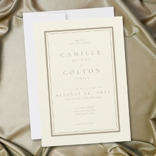 Ivory Cream Minimalist Frame Wedding Invitation