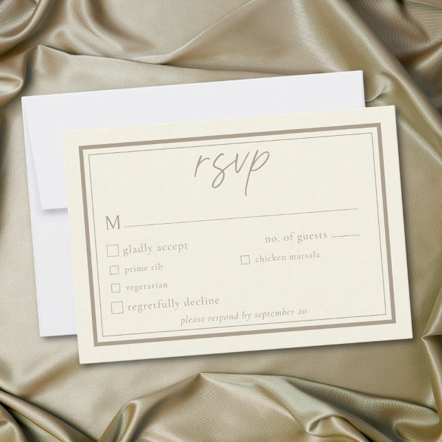 Ivory Cream Minimalist Frame Wedding RSVP Card (Ivory Cream Minimalist Frame Wedding RSVP Card)