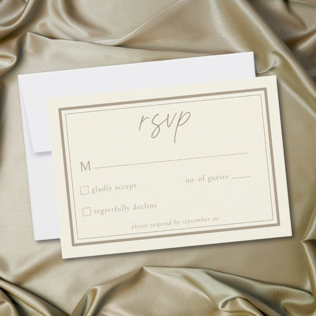 Ivory Cream Minimalist Frame Wedding RSVP Card (Ivory Cream Minimalist Frame Wedding RSVP Card)