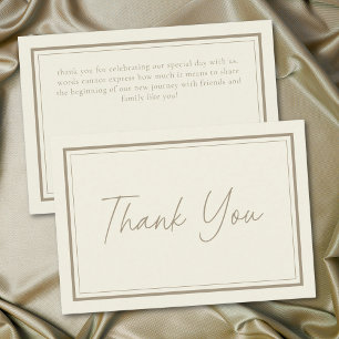 Ivory Cream Minimalist Frame Wedding Thank You Card