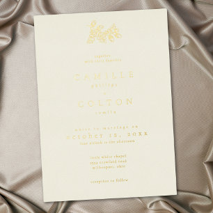 Ivory Cream Minimalist Leaf Acorn Fall Wedding