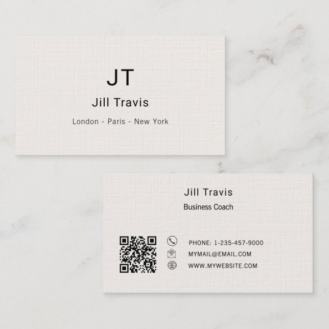 Ivory cream modern minimalst luxury business card (Front/Back)