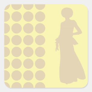 Ivory Cream Neutral Dots Fashion Silhouette Square Sticker