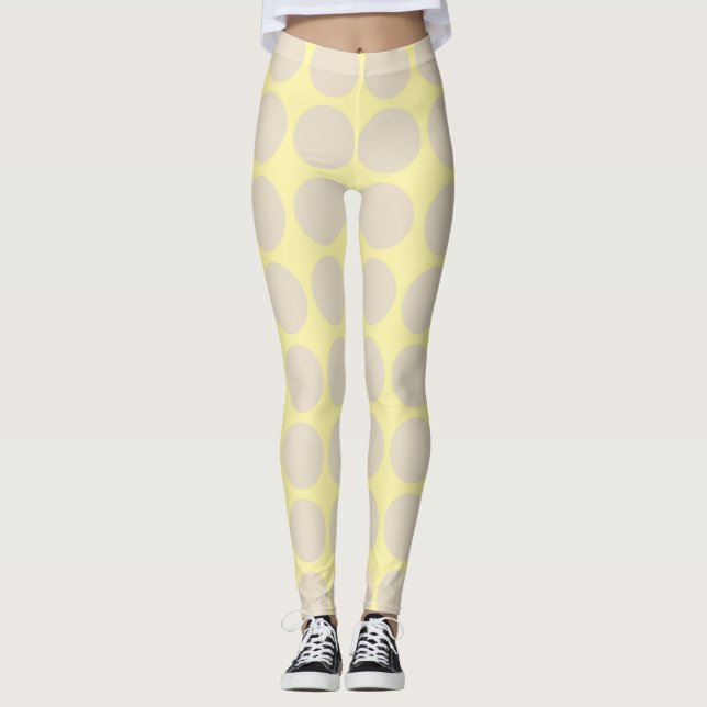 Ivory Cream Neutral Dots Leggings (Front)