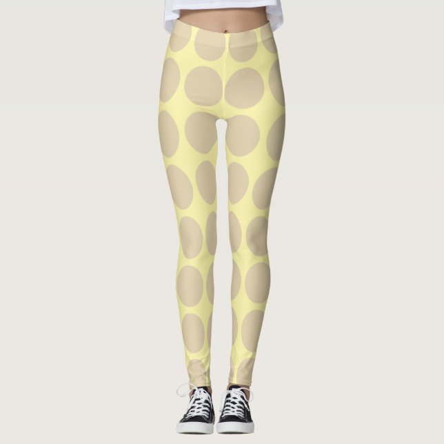 Ivory Cream Neutral Dots Leggings (Front)