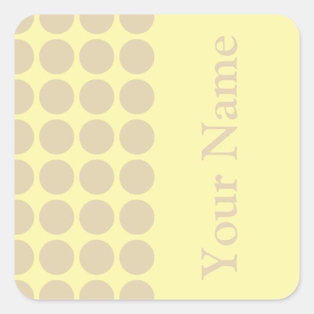 Ivory Cream Neutral Dots with name text Square Sticker (Front)
