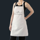 Ivory Cream Neutral Modern Elegant Script Apron<br><div class="desc">A modern and simple,  custom apron. A beautiful modern script,  paired with a block typography font,  on an elegant and neutral background. Easy to customise the name and back ground colour!</div>