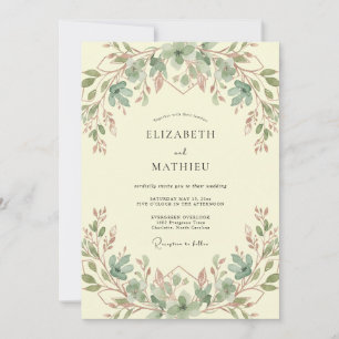 Ivory Cream Olive Vine Wedding Invitation