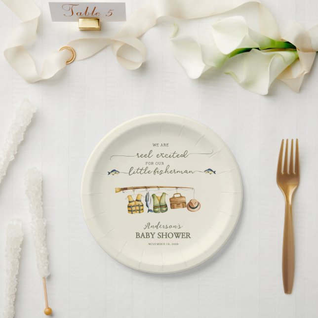 Ivory Cream Reel Excited Baby Shower Paper Plate (Wedding)