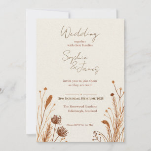 Ivory Cream Wildflower Botanical Wedding Invitatio Invitation