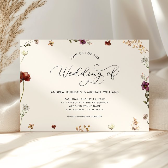 Ivory Cream Wildflowers the Wedding Of Invitation  (Creator Uploaded)