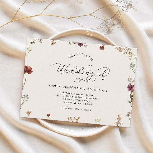 Ivory Cream Wildflowers the Wedding Of Invitation  (Creator Uploaded)