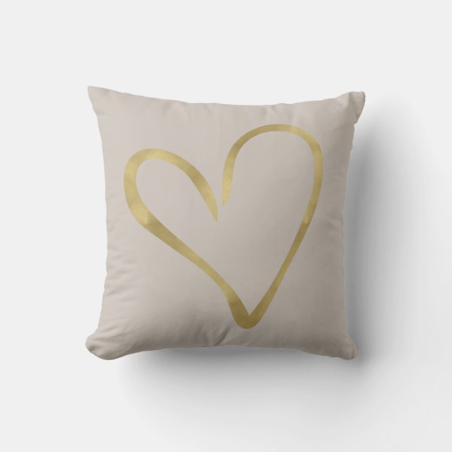 Ivory Cream with Gold Heart Cushion (Front)