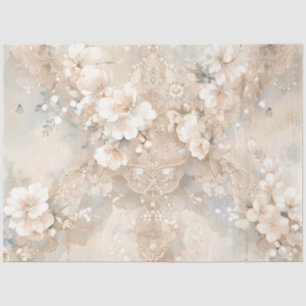 Ivory Creamy Floral Wedding Shower Tissue Paper