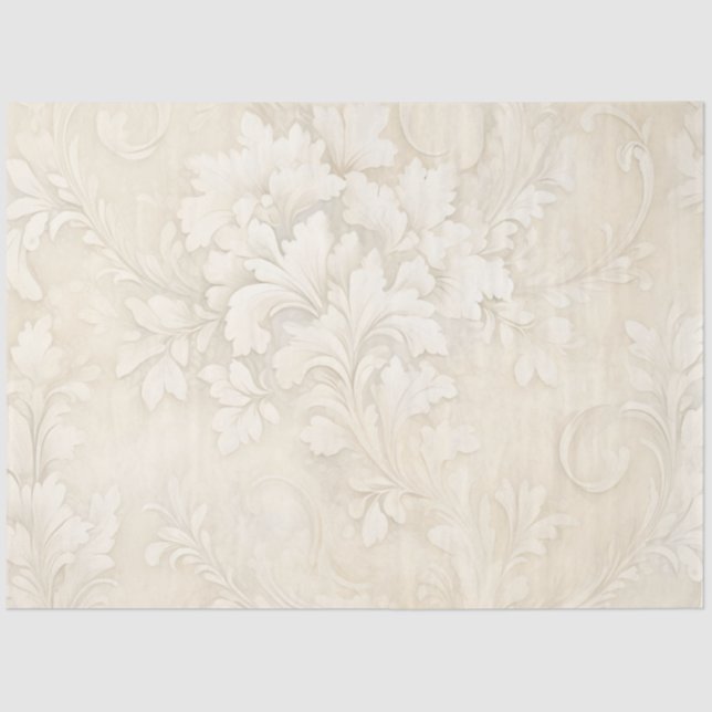 Ivory Creamy Floral Wedding Shower Tissue Paper (Front)
