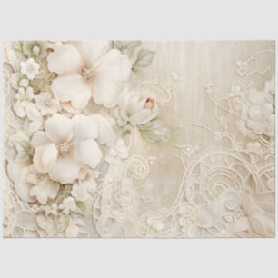 Ivory Creamy Floral Wedding Shower Tissue Paper