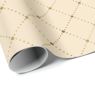 Ivory Creamy Gold Crystals Grill Geometry Glam Wrapping Paper