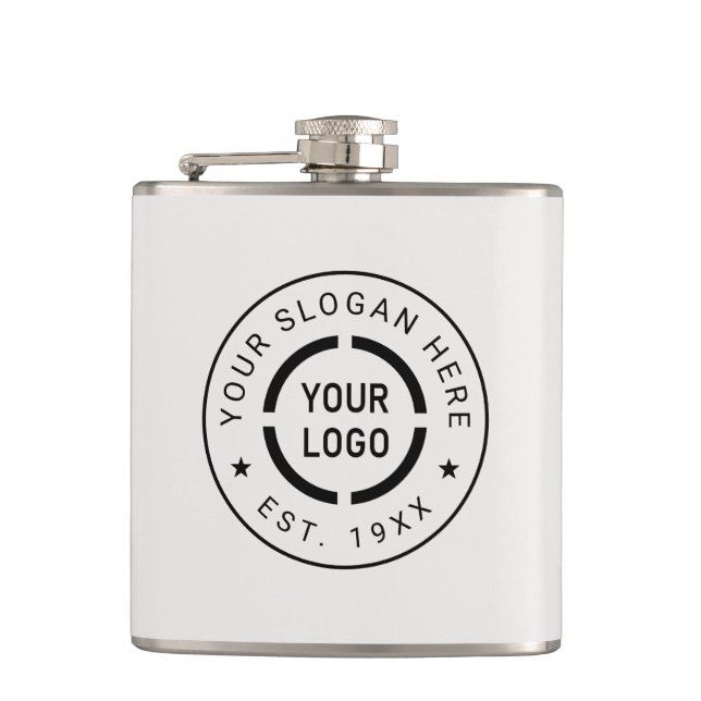 Ivory Custom Logo branded promotional Flask (Front)