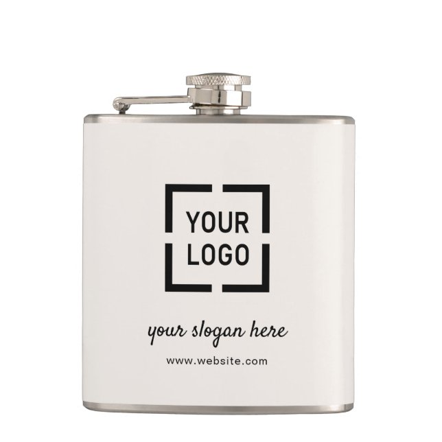 Ivory Custom Logo branded promotional Hip Flask (Front)