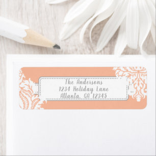 Ivory Damask On Coral with Red