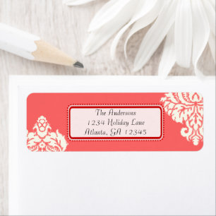Ivory Damask On Pink with Red